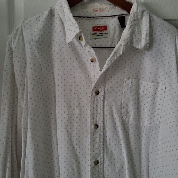 Wrangler White Gray Vintage Wash Button Down Long Sleeve Casual Shirt Size 2XL - Picture 3 of 8